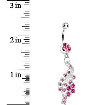 BodyCandy Pink Gem Icy Winter Branch Dangle Belly Ring — detail close-up