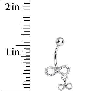 BodyCandy Clear Gem Double Infinity Dangle Belly Ring — detail close-up