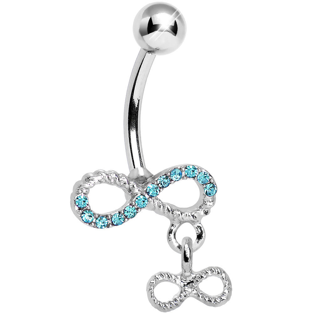 BodyCandy Aqua Gem Double Infinity Dangle Belly Ring — main product shot