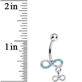 BodyCandy Aqua Gem Double Infinity Dangle Belly Ring — detail close-up