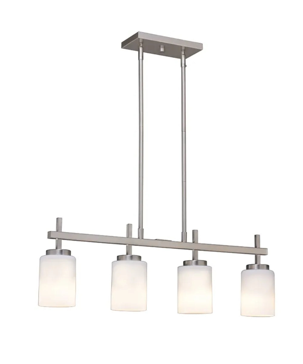 31"W 4-Light Kitchen Island Light Fixture Brushed Nickel Finish Frosted Glass Shade – LampsUSA