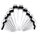 BodyCandy 14G to 00G 18 Piece Set Ear Stretching Kit in Clear Acrylic — main product shot