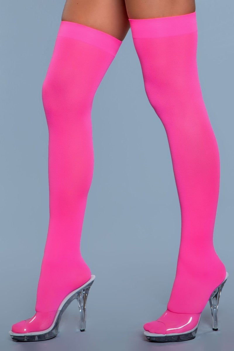 Love Spark Cove | Intimate Apparel, Pleasure Shop & Free Shipping 1932 Opaque Nylon Thigh Highs — product on model