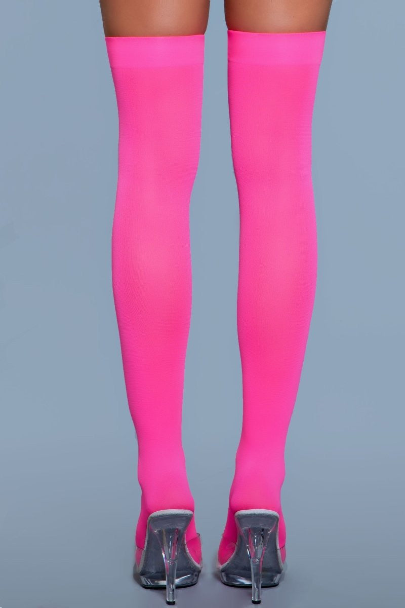 Love Spark Cove | Intimate Apparel, Pleasure Shop & Free Shipping 1932 Opaque Nylon Thigh Highs — flat-lay composition