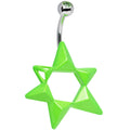 BodyCandy Green Gem Neon Modern Star of David Belly Ring — main product shot