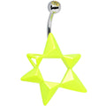 BodyCandy Yellow Gem Neon Modern Star of David Belly Ring — main product shot