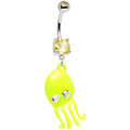 BodyCandy Yellow Aurora Gem Neon Baby Octopus Dangle Belly Ring — main product shot