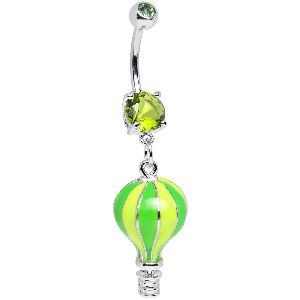 BodyCandy Green Gem Yellow and Green Neon Hot Air Balloon Dangle Belly Ring — main product shot