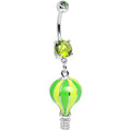 BodyCandy Green Gem Yellow and Green Neon Hot Air Balloon Dangle Belly Ring — main product shot