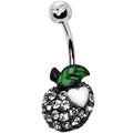 BodyCandy Clear Gem Paved Apple and White Heart Belly Ring — main product shot