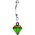 BodyCandy Green Neon Enamel Diamond Dangle Belly Button Ring — main product shot