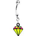 BodyCandy Yellow Neon Enamel Diamond Dangle Belly Button Ring — main product shot