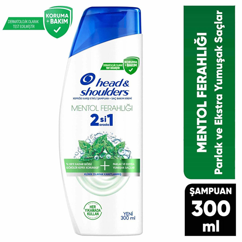 Head & Shoulders Anti-Dandruff Shampoo with Menthol - 2-in-1 Moisturizing Shampoo and Conditioner, Dermatologically Tested