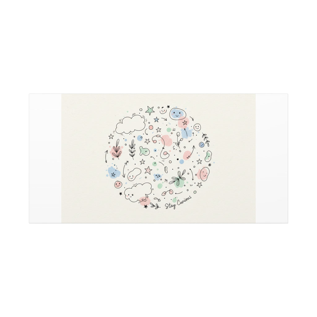 Doodle Circle Line Drawing Matte Canvas, Hand-Drawn Sketch Art