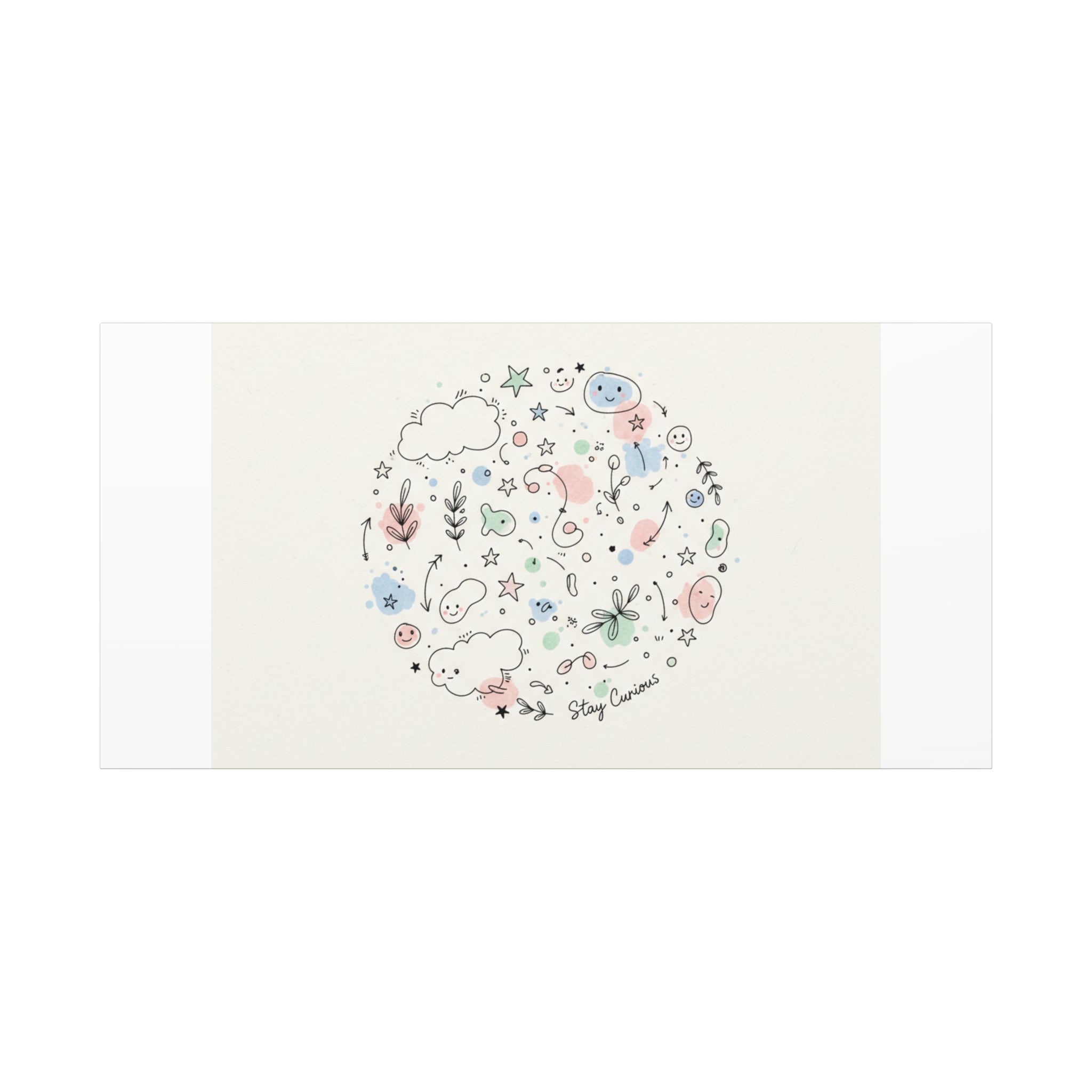 Doodle Circle Line Drawing Matte Canvas, Hand-Drawn Sketch Art