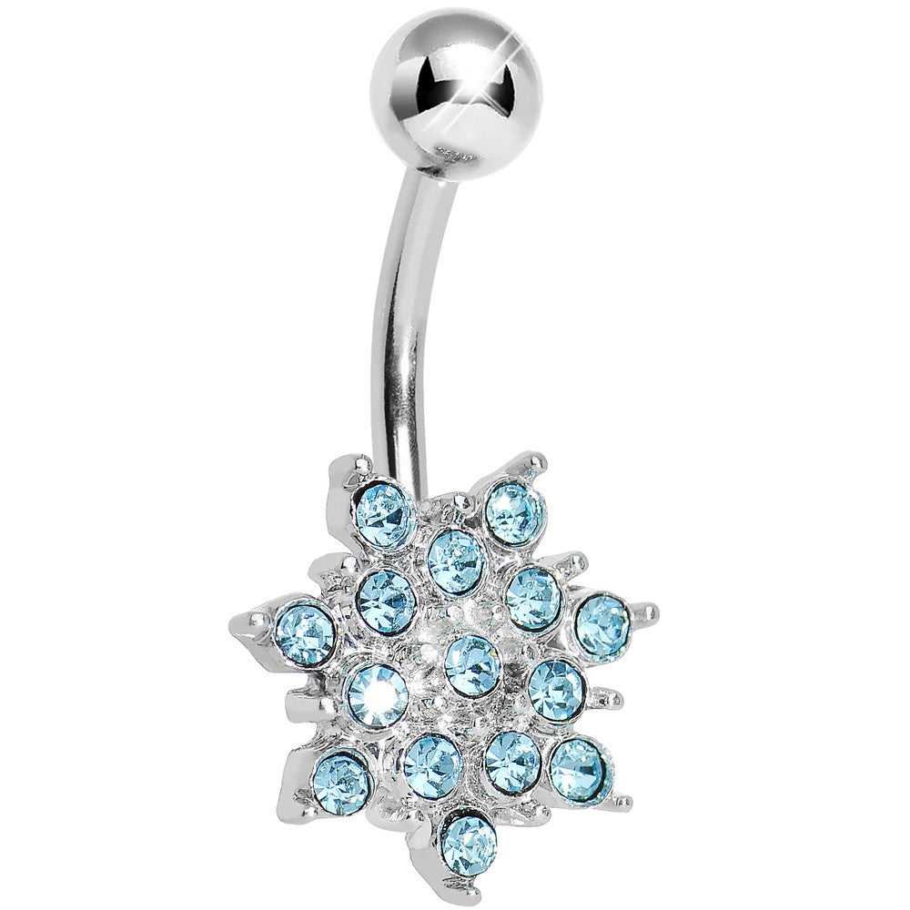 BodyCandy Aqua Gem Sparkling Snowflake Belly Ring — main product shot