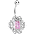BodyCandy Pink Gem Filigree Frame Belly Ring — main product shot