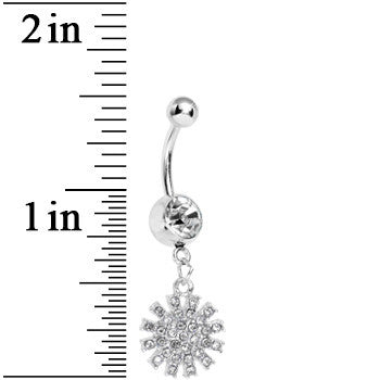 BodyCandy Clear Gem Summertime Sunburst Dangle Belly Ring — detail close-up