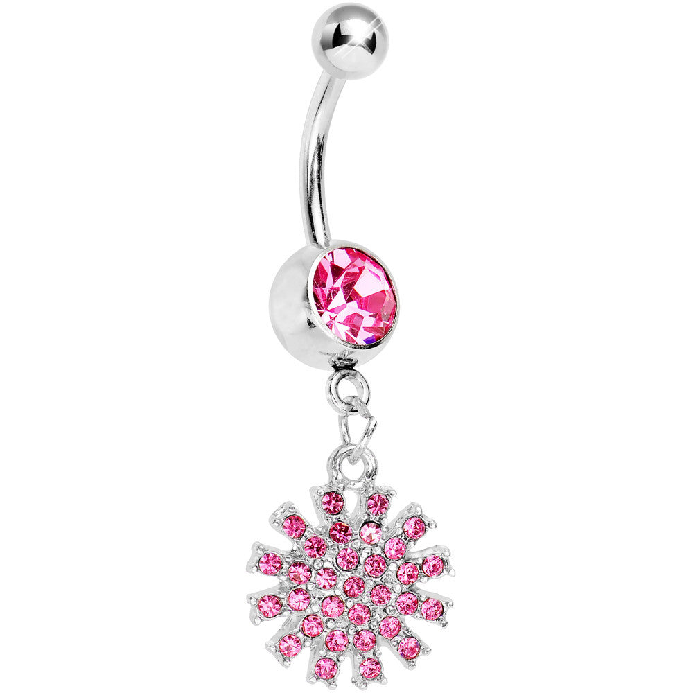 BodyCandy Pink Gem Summertime Sunburst Dangle Belly Ring — main product shot
