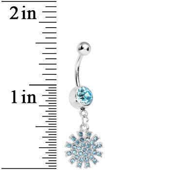 BodyCandy Aqua Gem Summertime Sunburst Dangle Belly Ring — detail close-up