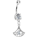 BodyCandy Crystalline Gem Inverse Filigree Fan Dangle Belly Ring — main product shot