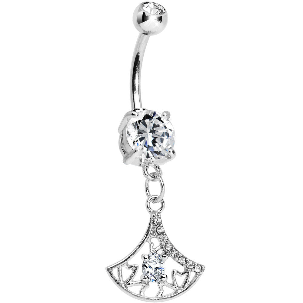 BodyCandy Crystalline Gem Inverse Filigree Fan Dangle Belly Ring — main product shot