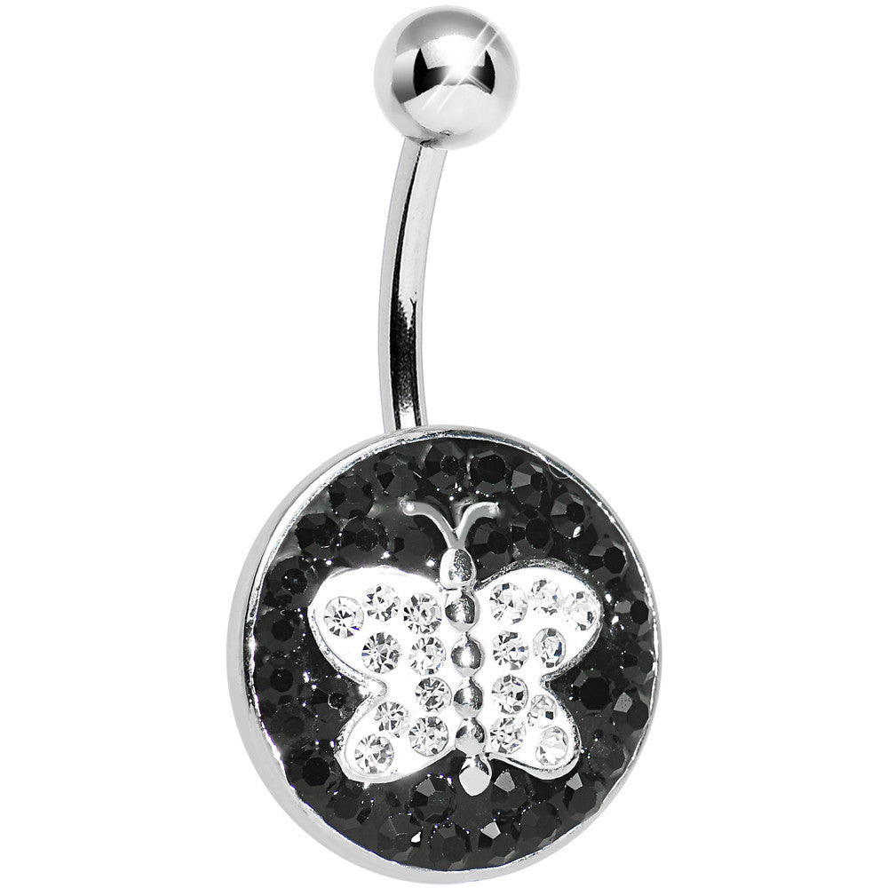 BodyCandy Black and Clear Paved Gem Butterfly Belly Ring — main product shot