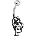 BodyCandy Clear Gem Star Over Black Puffy Wing Belly Ring — main product shot