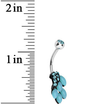 BodyCandy Aqua Gem and Fruit on the Vine Belly Ring — detail close-up