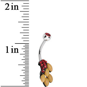 BodyCandy Orange Gem and Fruit on the Vine Belly Ring — detail close-up
