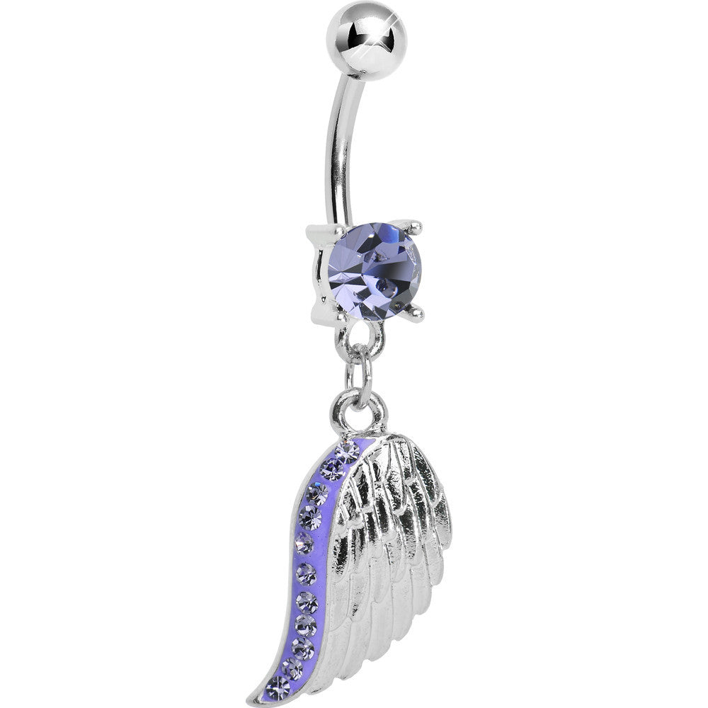 BodyCandy Purple Gem Shimmering Angel Wing Dangle Belly Ring — main product shot