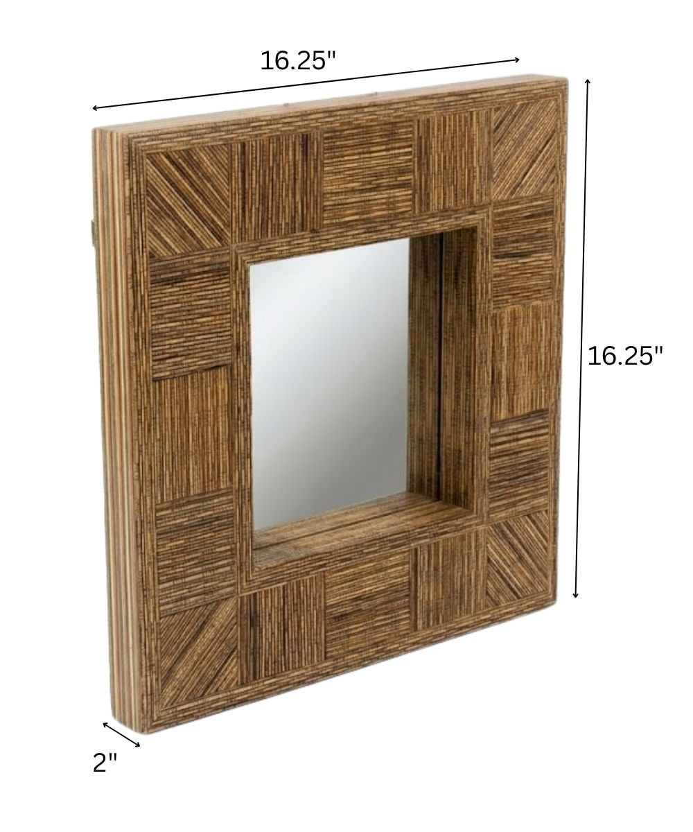 UMA Brown Wicker Frame - 16.25" Wall Mirror – LampsUSA, view 2