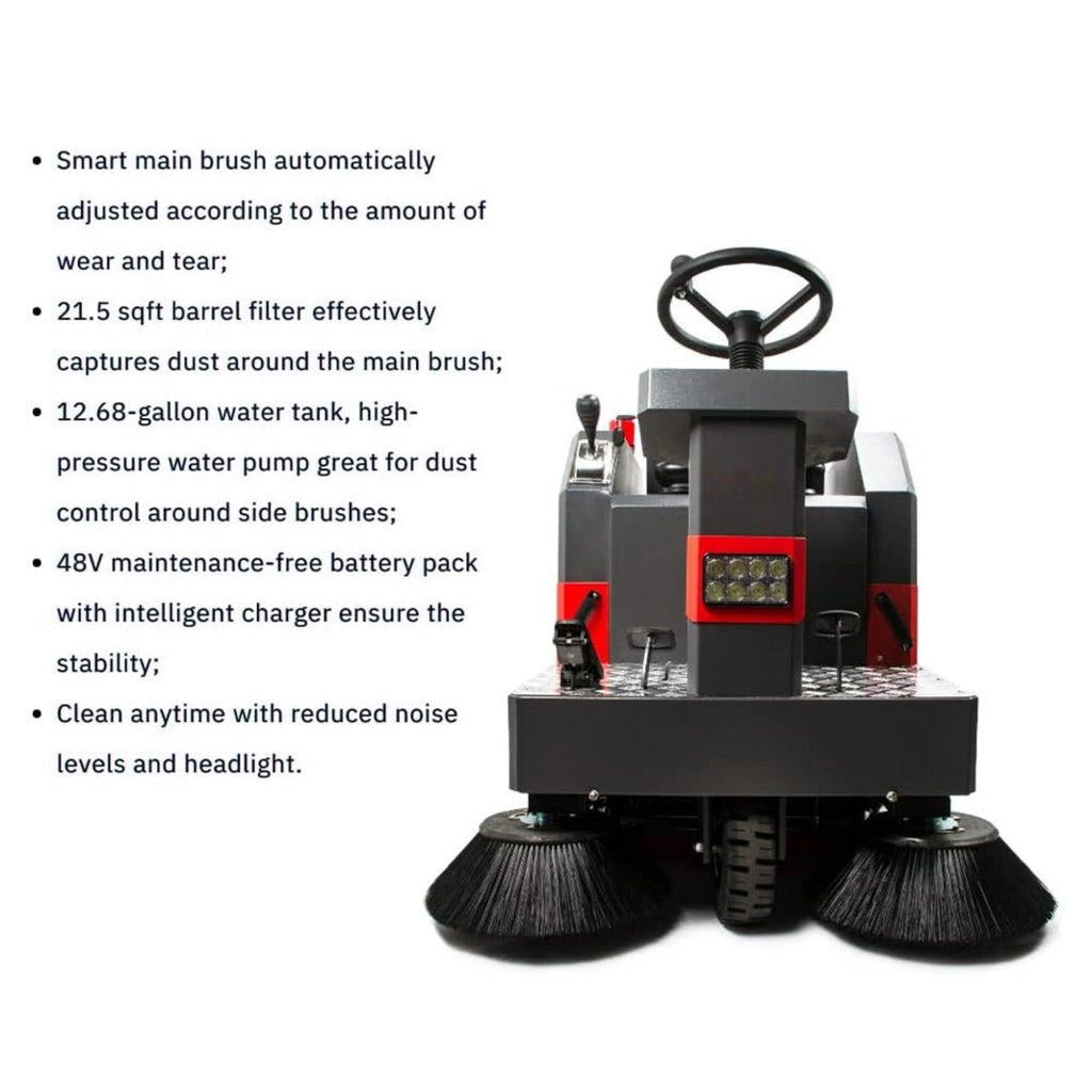 49-Inch Heavy-Duty 1400W Electric Industrial Ride-On Floor Sweeper With Dustbin & Water Tank (SAK18436) – SAKSBY WHOLESALE, v