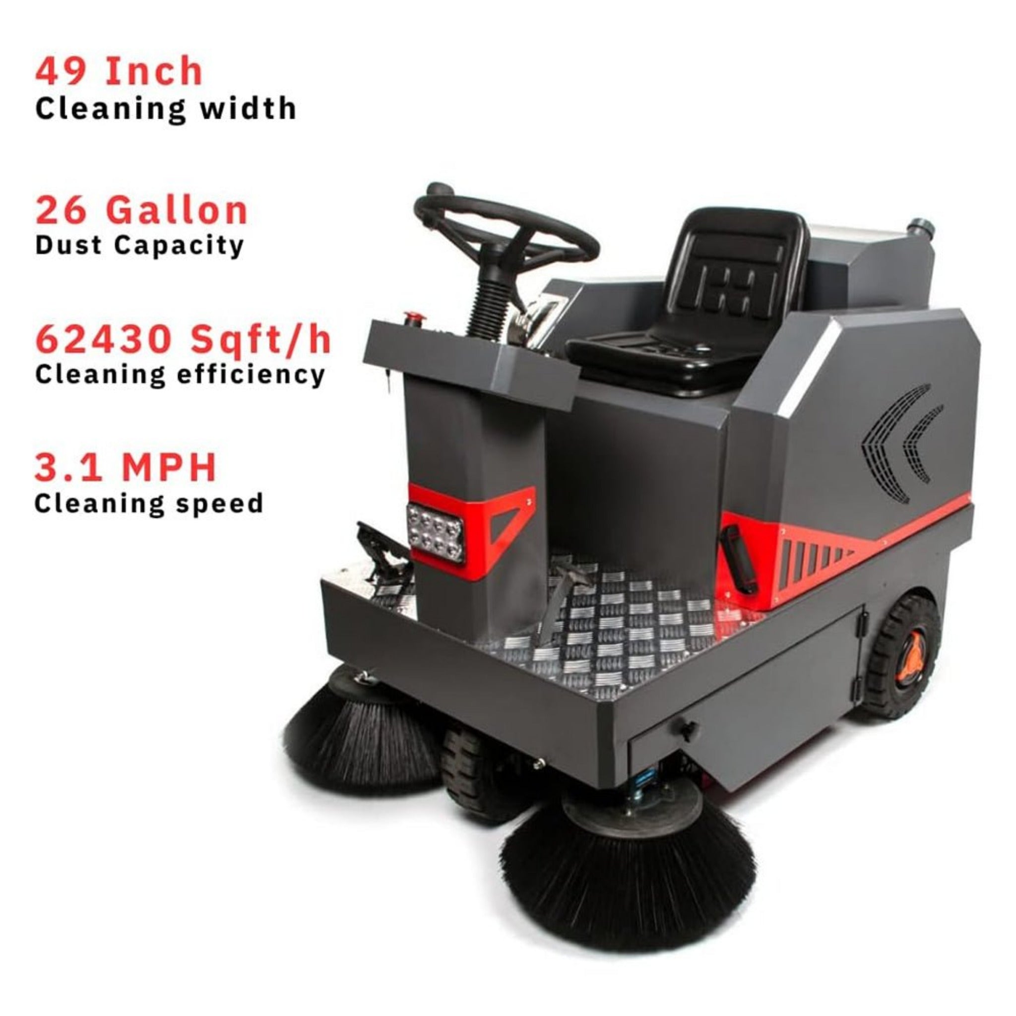 49-Inch Heavy-Duty 1400W Electric Industrial Ride-On Floor Sweeper With Dustbin & Water Tank (SAK18436) – SAKSBY WHOLESALE, v