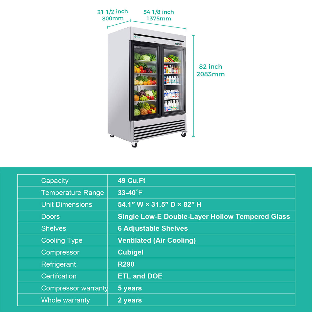 49-Inch Upright Commercial Reach-In Display Refrigerator (SAK16785) – SAKSBY WHOLESALE, view 14