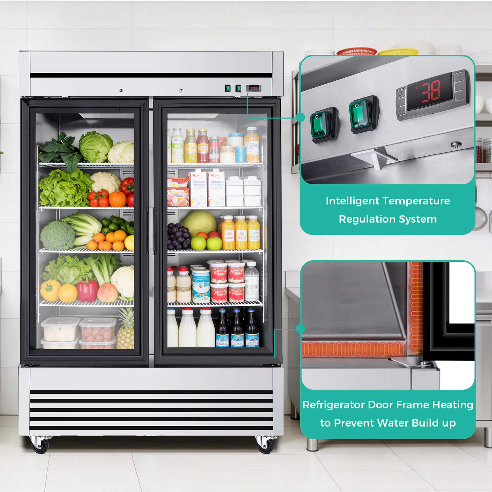 49-Inch Upright Commercial Reach-In Display Refrigerator (SAK16785) – SAKSBY WHOLESALE, view 7