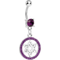 BodyCandy Dark Purple Gem Paved Enclosed Star of David Dangle Belly Ring — main product shot
