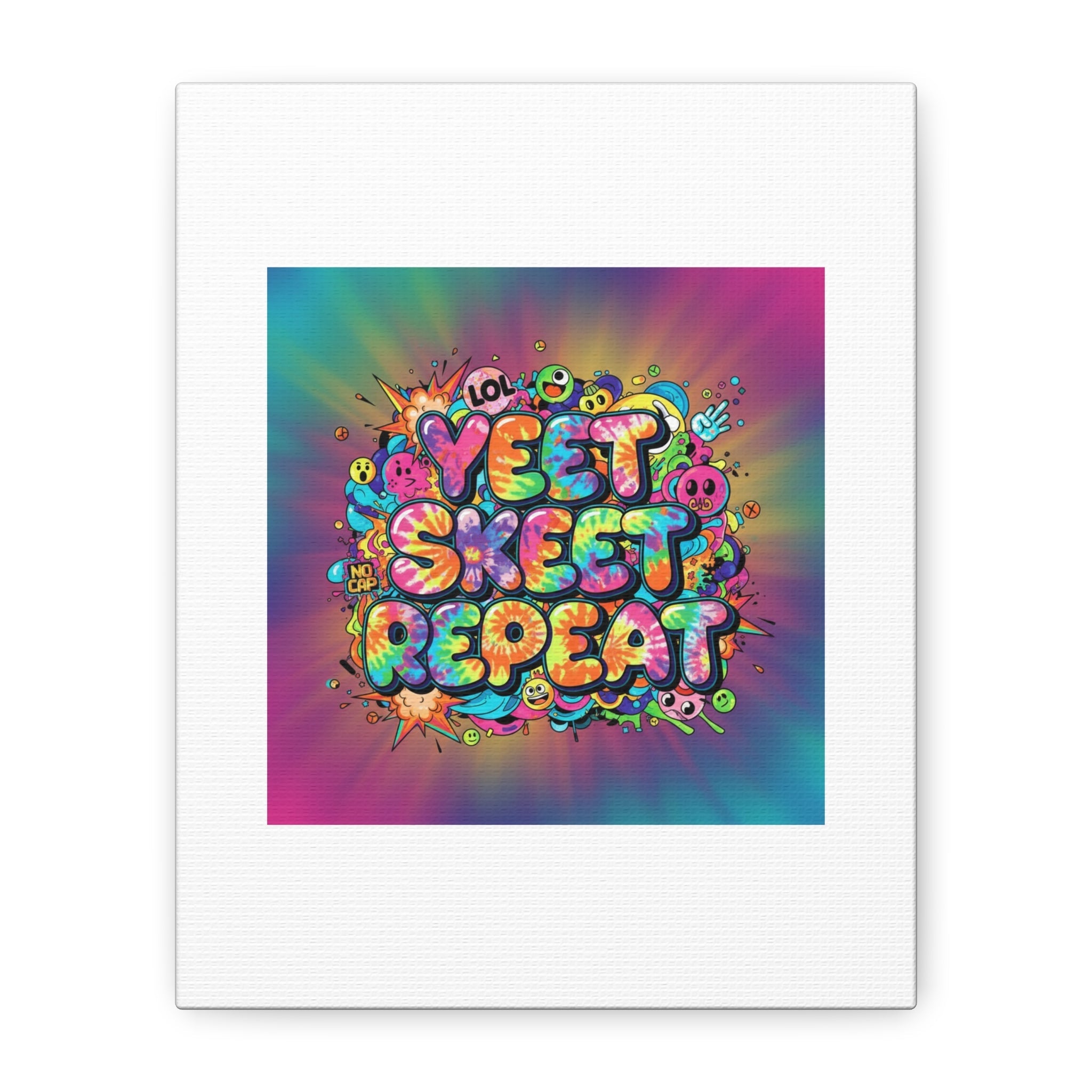 Yeet Skeet Repeat Canvas | Slogan & Glitch Graphic, Meme Phrase Wall Art