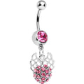 BodyCandy Pink Gem Paved Ball with Filigree Wings Dangle Belly Ring — main product shot