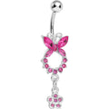 BodyCandy Pink Gem Hollow Eternity Butterfly Dangle Belly Ring — main product shot