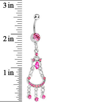 BodyCandy Pink Gem Princess Delight Chandelier Belly Ring — detail close-up