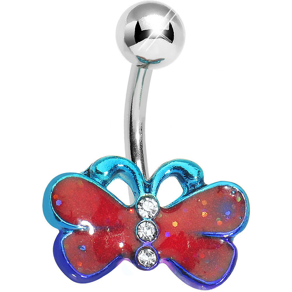 BodyCandy Lower Mount Red and Blue Cute Butterfly Belly Ring — main product shot