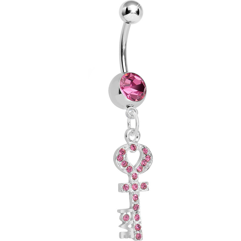 BodyCandy Pink Gem Key to God's Love Dangle Belly Ring — main product shot
