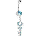 BodyCandy Aqua Gem Key to God's Love Dangle Belly Ring — main product shot