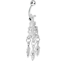 BodyCandy Crystalline Gem Leafy Flower Dangle Belly Ring — main product shot
