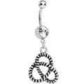 BodyCandy Crystalline Gem Black and Silver Striped Knot Dangle Belly Ring — main product shot