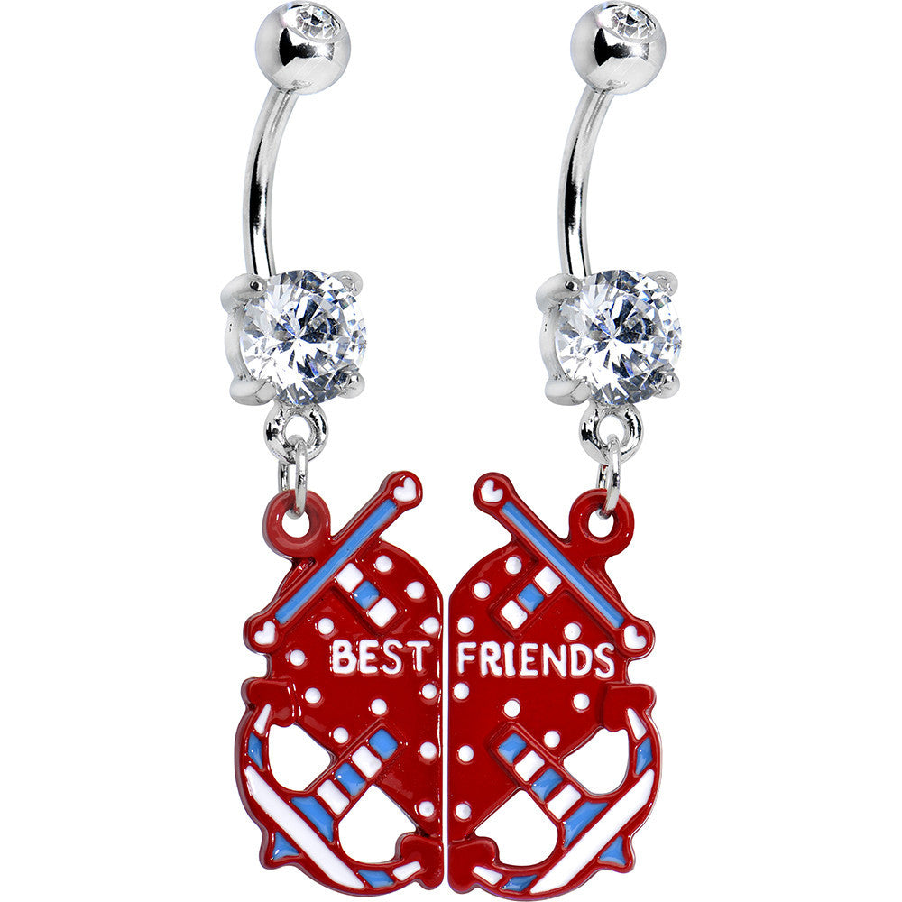BodyCandy Clear Gem Heart Anchor Best Friends Dangle Belly Ring Set — main product shot