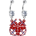 BodyCandy Clear Gem Heart Anchor Best Friends Dangle Belly Ring Set — main product shot