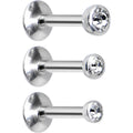 BodyCandy 16G 1/4 Clear Gem Helix Cartilage Barbell 3 Pack Set — main product shot