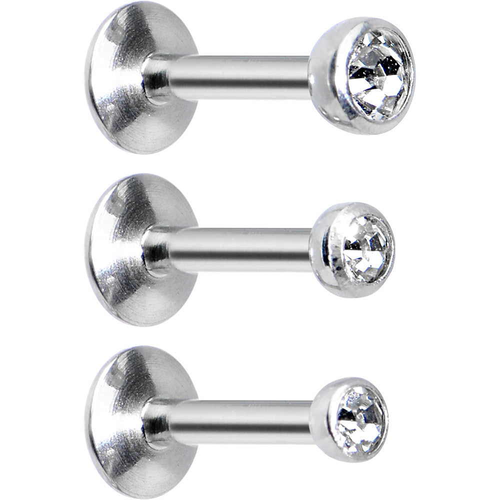 BodyCandy 16G 1/4 Clear Gem Helix Cartilage Barbell 3 Pack Set — main product shot